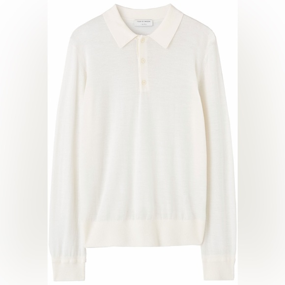 NEW Tiger of Sweden Ivory Long Sleeve Wool Polo
